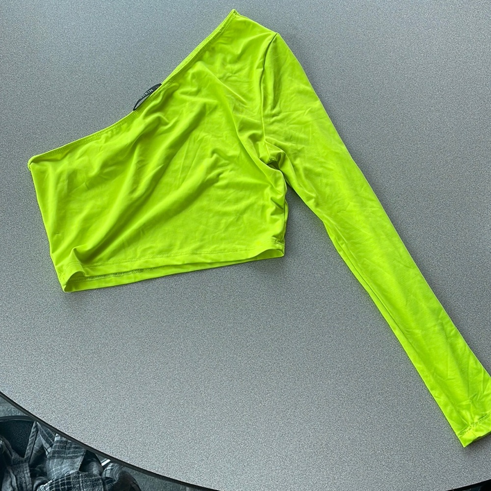 Shein one-sleeve neon shirt